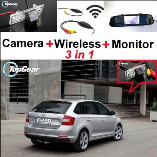 3in1 Special WiFi Camera + Wireless Receiver + Mirror Monitor Easy DIY Parking System For Skoda Rapid 2012~2015