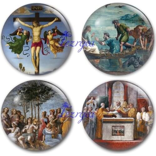 Bible stories glass cabochon, Greek mythology Renaissance painting Round photo glass cabochon demo flat back Making findings