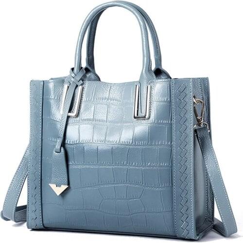 Genuine Leather Shoulder Bag for Women Fashion Solid Bag Female Womens Handbag 2021 New Crocodile Weave Crossbody Bag