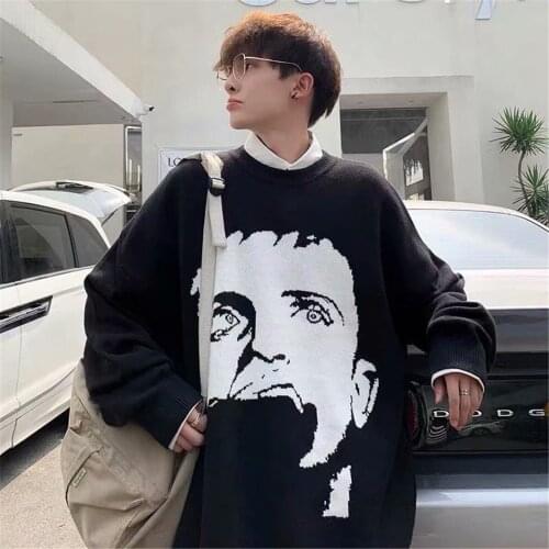 Black Hip Hop Tops Women Knitting Sweater Solid O-Neck Pullover Jumper Oversized Sweater Harajuku High Street Sweaters Girl