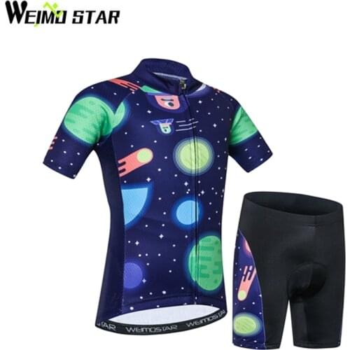 Weimostar Children Cycling Jersey sets Bike jersey shorts suit summer Kids Jersey mtb Quick Dry Boys Cycling Clothing Top bottom