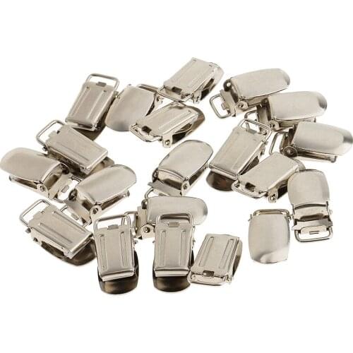 20 Pieces Silver Metal Paci Pacifier Suspender Clips Holders For Craft DIY 1.5x3cm