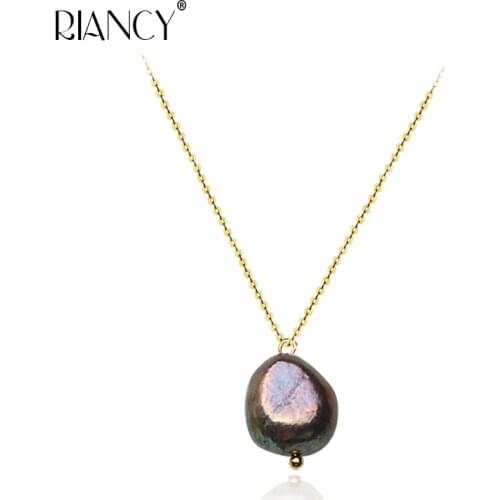 Fashion Natural Freshwater Baroque Black Pearl Pendant Handmade Necklaces fine Jewelry For Women wedding gift