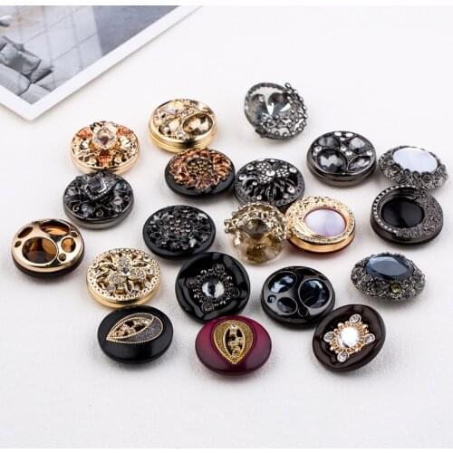 1pcs/lot 38mm Metal Golden big Diamond Buttons For winter Coat Clothing Suit Plating accessories DIY sewing Overcoat button