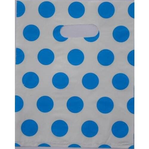 300pcs Plastic Shopping Bag 20*15cm Colorful white dots Gift Hand Bag, Recyclable Useful Clothes Boutique Gift Bag 015020069