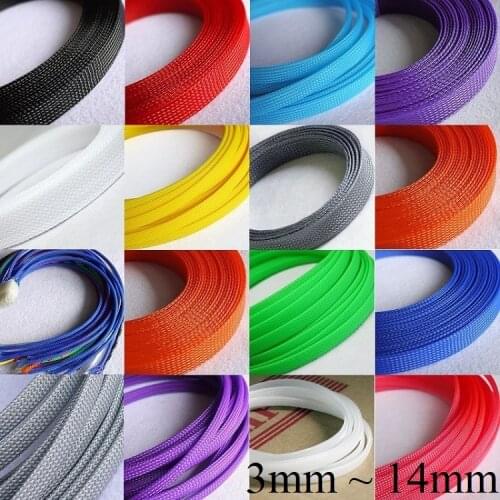 5M 2 4 6 8 10 12 14mm PET Braided Expandable Sleeve Cable Wire Wrap Insulated Nylon High Density Tight Sheath Protector Harness
