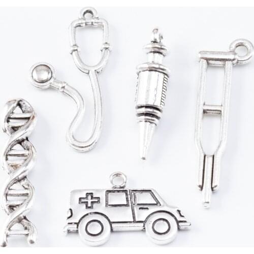 9/35/50/60/ pieces of retro metal zinc alloy medical instruments pendant for DIY handmade jewelry necklace making 6993-6998