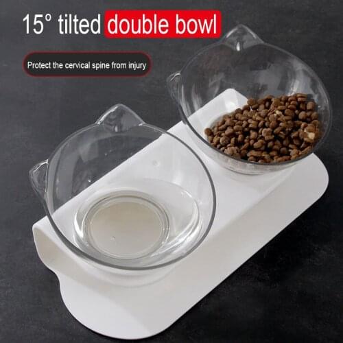 Chats Pet Accessories Cat Bowl Feeder For Cats Transparent Easy To Clean Oblique Mouth Protect Cervical Spine Pet Feeding Bowl
