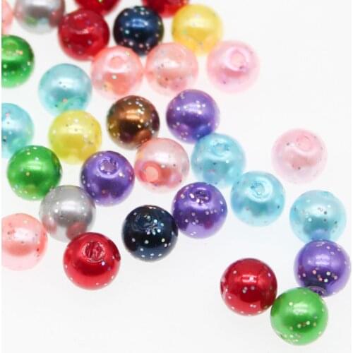 CHONGAI 200Pcs Mix Color Acrylic glitter Powder spraying Imitation pearl Beads For Jewelry Making DIY Beads Accessories 8mm