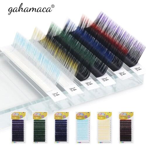GAHAMACA Colored Eyelash Extensions Lash Extensions Ombre Lashes 0.07mm/0.10mm C/D/L/LU Curl 8-14mm