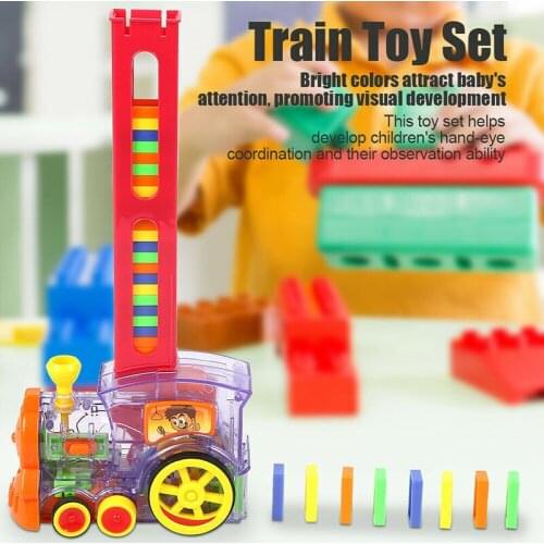 Domino Rally Electronic Train Model Colorful Toy Set Girl Boy Children Kids Gift AN88