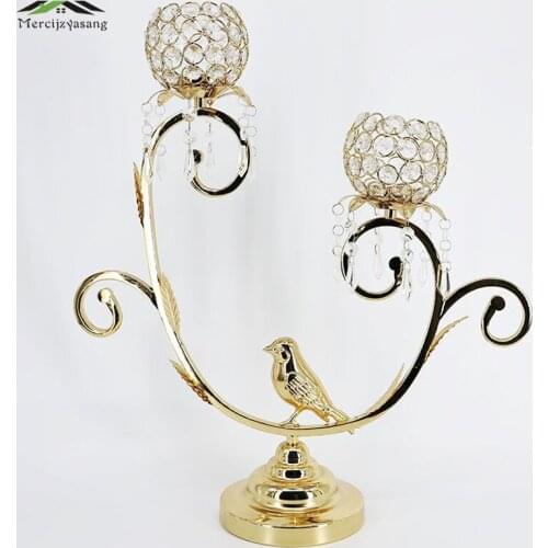 Europe Candle Holder Table Crystal Candlestick Geometric Romantic Iron Art Candle Holders for Wedding/Dinner Decoration GZT125