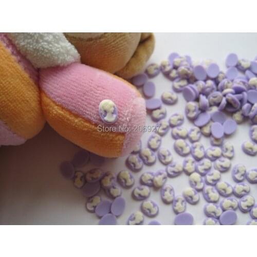 RC117-5 30pcs Cute Purple Cameo Shape Nail Resin Decoration Outlooking