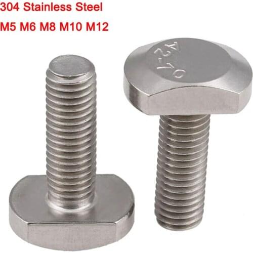 GB37 304 Stainless Steel T Bolt T Screw Square Bolts T-head Screw Bolts For T-Slot M5 M6 M8 M10 M12
