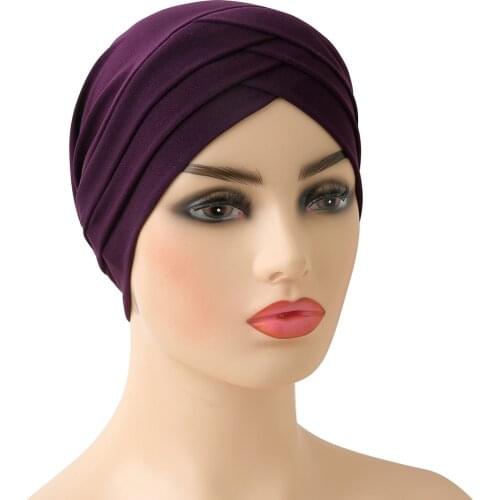 H139 high quality crisscross muslim hijab hats pull on islamic scarf turban hijab full headcover women headwrap ramadan gift
