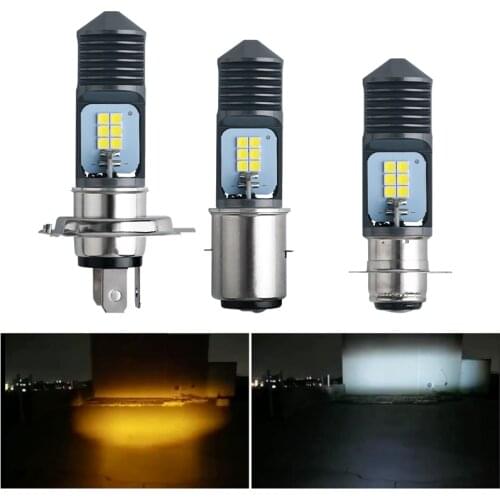 H4 BA20D P15D LED Motorcycle Headlight Bulbs 6000k Hi/lo Beam 3030 12SMD Moto LED Scooter ATV Accessories Fog lamp Yellow white