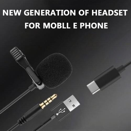 1.5M Mini Lapel Lavalier 3.55mm HD Microphone Condenser USB Mic Adapter Cable for Hauwei/xiaomi/Smartphone/camera Type C Mic