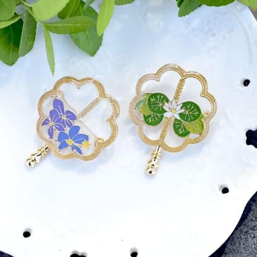 Chinese Style Antiquity Fan Lotus Leaf Brooches For Women Fashion Jewelry Good Gift Female Accessories Plant Flower Pins