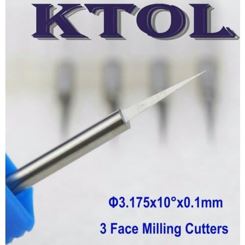 10 Degree 3.175x0.1mm 3 Face Milling Cutter Router Bit Woodworking Tools V End Mill Carbide PCB Engraving Bits CNC Router Tool