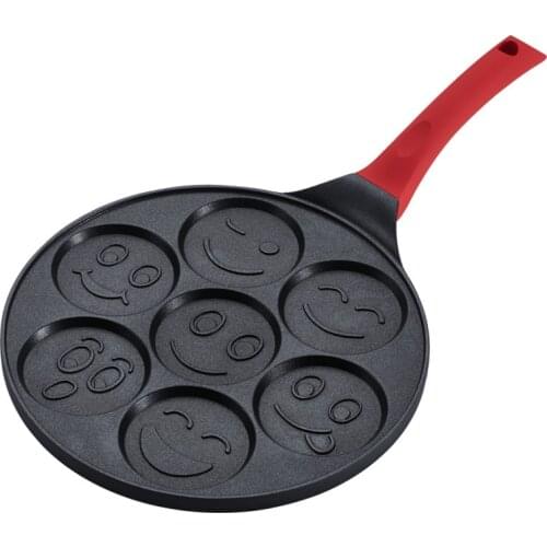 Kitchen Pot Smiley Face Pancake Pan Fun Enjoy Mini Pancake Omelette Pan with Double Layer Non Stick Coating Pancake Pan Breakfas