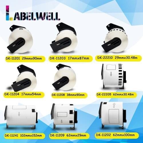 Labelwell 1Roll Multisizes label roll compatible Brother DK-22210 DK-22205 DK-11201/11202/11203/11204/11208/11209/11241 label