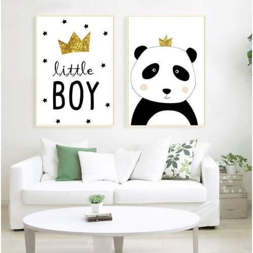 Cartoon Panda Canvas Poster Wall Art Nursery Print Painting Nordic Kids Decoration Pictures Children Boys Bedroom Decor