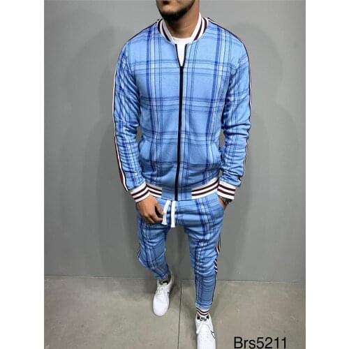 New Tracksuit Men Sportsuits Gentlemen Set Zipper Fullset jacket suit Set Long Sleeve stripe Coat Pants Gyms Casual Men Sets