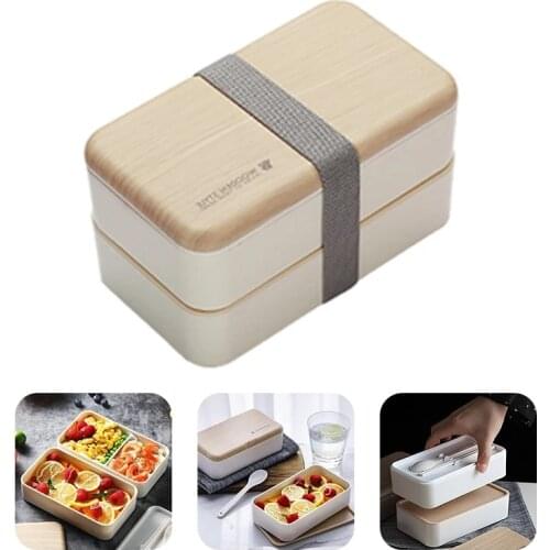 New Japanese-style Lunch Box Double-layer Separated Bento Box Portable Microwave Lunchbox for Office Worker Children Food Box