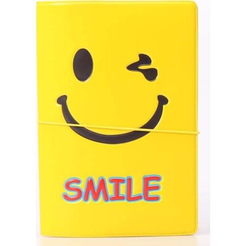 60PCS / LOT Yellow Smile Passport Holder Leather Travel Passport Cover ID Credit Card Holder Apply to All the passport