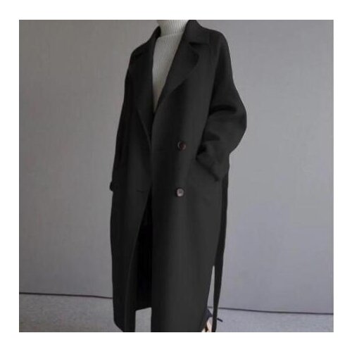 Solid Loose Women Long Cashmer Coat Fashion Casual Warm Womens Woolen Jacket Double Breasted White Coat and Jacket