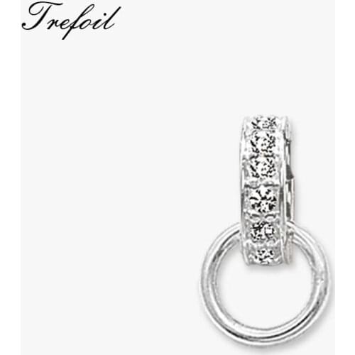 White CZ Pave Charms Pendant Carriers, Fashion Jewelry 925 Sterling Silver Romantic Gift For Women Girls Lovers 2018 New