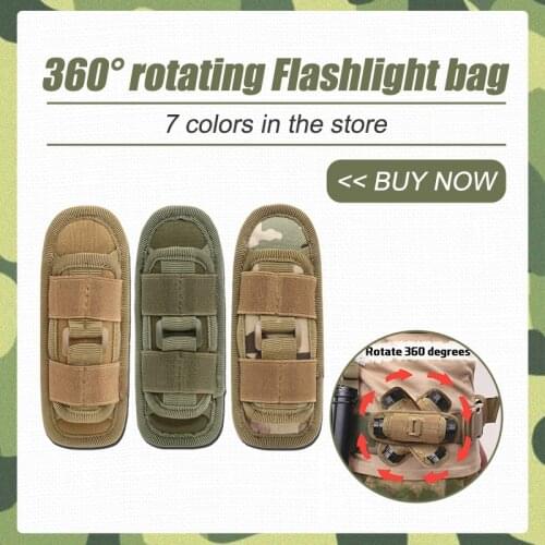 Outdoor Hiking 360 Degree Rotatable Flashlight Pouch Holster Waist Bag for Belt Torch Cover Hunting Lighting Survival Kits