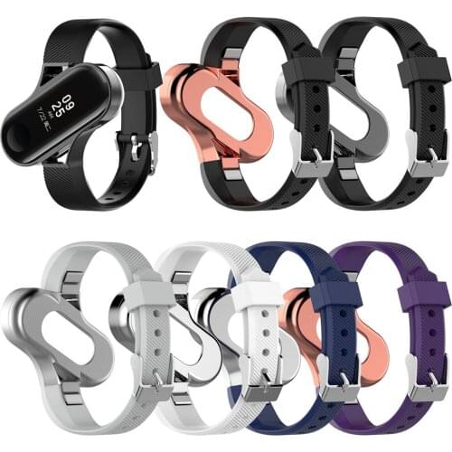 Watch Strap Bracelet with Stainless Steel Shell Holder for Xiaomi Mi Band 3 Wristband Tracker Strap Bracelet Miband 3 Wristbands