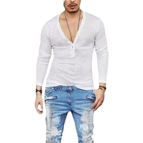 Sexy deep v neck t shirt men long sleeve mens tshirt skinny t-shirt casual summer thin section camisetas hombre tee shirt homme