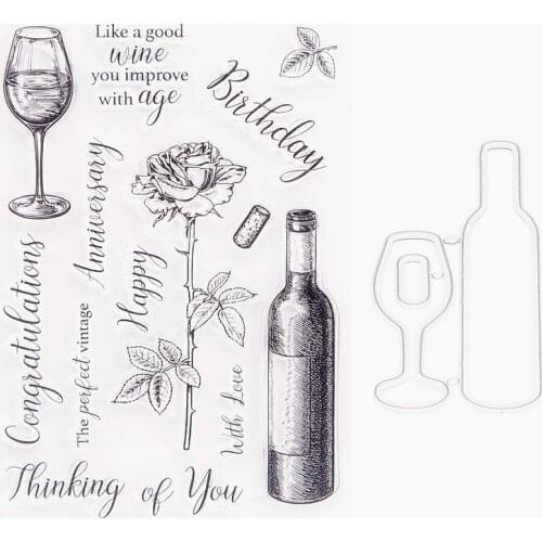 10.5*15.5cm Wine Bottle Transparent Seal Clear Stamps Cutting Dies Roller Stamps DIY Scrapbook Album / Card Production Easter