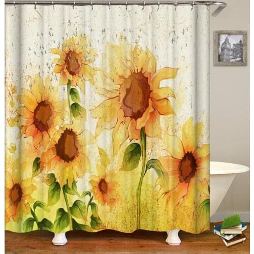 3d Flowers Plant Leaves Shower Curtains Printing Bath Curtains Washable Fabric with Hooks Home Decorative Screen