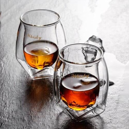 Lead-free glass whisky glass Creative personality glass double-layer gift glass wine glasses