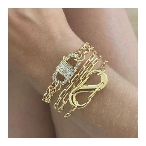 Jewelry Hiphop Bling Fashion Exquisite punk Luxury women bracelet full CZ spiral clasp lock decorative bracelet CZ Tennis Chain