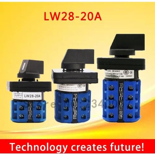 LW28-20A Universal Switch , 3Position 4/8/12/16/20Terminals Rotary Cam Changeover Switch 550V 20A 1/2/3/4/5 knots