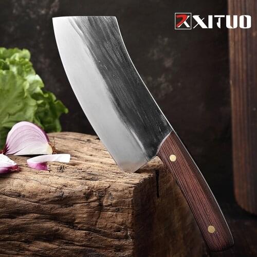 XITUO high grade handmade carbon steel kitchen chef knife slicing meat knife+craft +cut bone+ Chef Knife +Kitchen Accessories