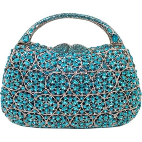 XIYUAN Elegant Flower Clutch purse Women Crystal Evening Bags Wedding Party Dinner Minaudiere Handbags Bridal Floral Bag handbag