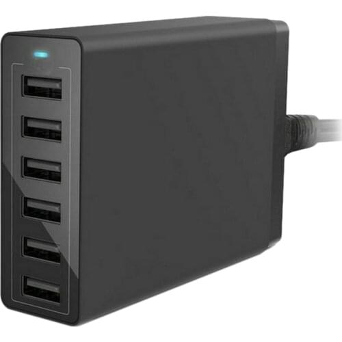USB Charger 6-Port USB Charger Station Multiple Devices Smart Charger USB Adapter,for iPhone, Androids,Etc