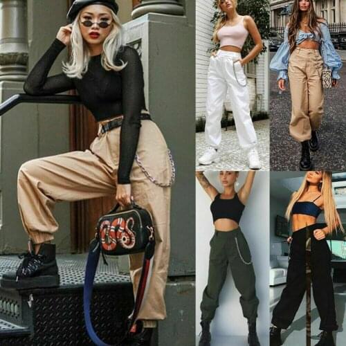 Women Leisure Long Pants Solid Color High Elastic Waist Trousers with Pockets sweatpants cargo pants corduroy pants