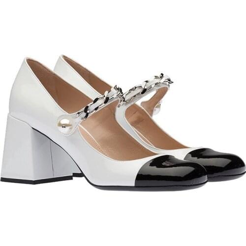 2021 New Retro Mary Janes Shoes Platform Shoes Women Buckle Square Toe Pumps Women Shallow High Heels Casual Zapatos De Mujer