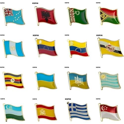 Flag Laple Pin Badge Brooch Tuvalu Turkmenistan Vanuatu Guatemala Venezuela Brunei Ukraine Uganda Uruguay Uzbekistan