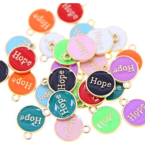 10pcs 12*15mm Enamel Letter Hope Charms for Necklaces Pendants Earrings DIY Colorful Mini Charms Jewelry Finding Making
