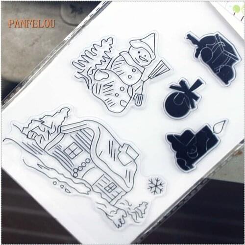 11.3*15.56cm The Snowman Hut Transparent Silicone Rubber Clear Stamps Cartoon For Scrapbooking/DIY Wedding Album
