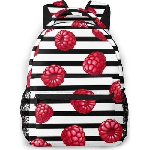 2021 Travel Backpacks Raspberries Striped And Berries Girl Backpack For Women Large Capacity School Bag For Teenage