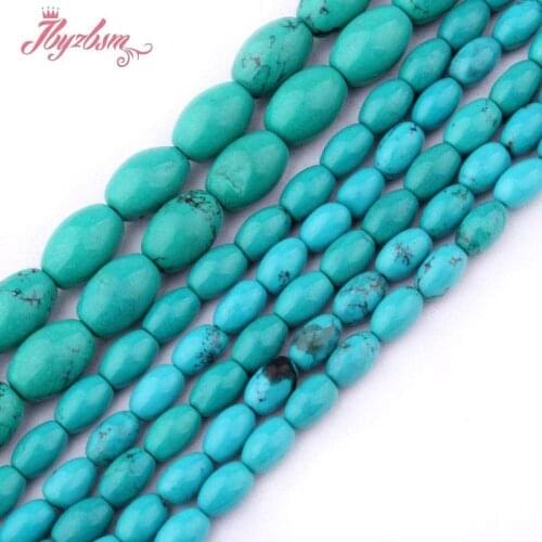 4x8,8x12,10x14mm Smooth Oval Blue Turquoises Beads Natural Stone Beads For Necklace Bracelets Jewelry Making 15" Free Shipping