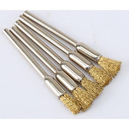 5pcs 5mm Pencil Polishing Wheel Brush Copper Wire Brushes Rotary Tools Abrasive Tools Accessories 3.17mm Shank